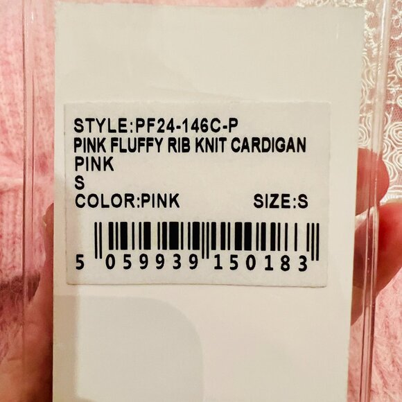 NWT- Self-Portrait Lace-Collared Pink Brushed Cardigan Sweater, Crystal Buttons - Picture 3 of 5